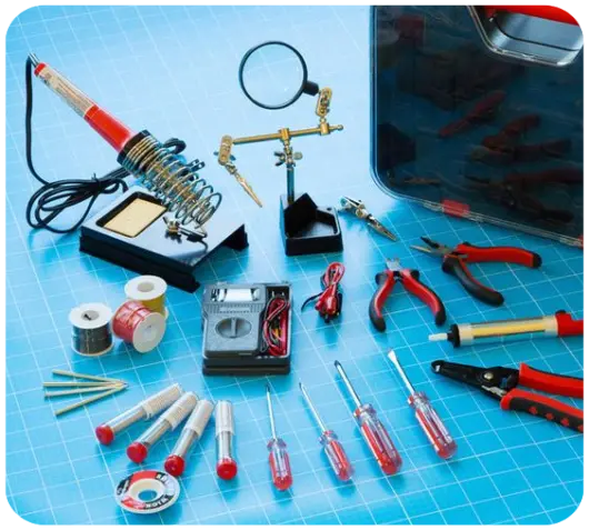 Lots of Electrical Tools on Workbench